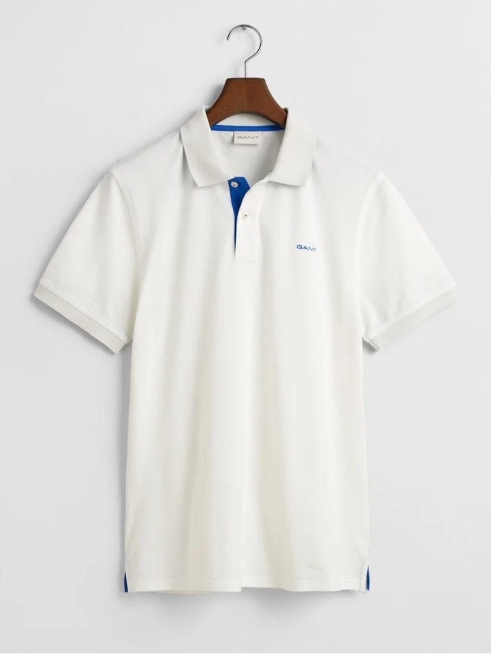 Gant White Polo with Blue Contrast Collar